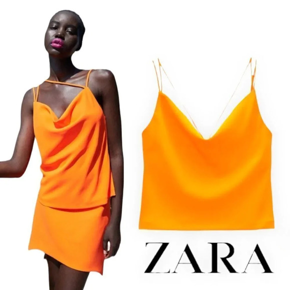Zara Tops - ZARA | Orange | MULTIPOSITION STRAP TANK TOP